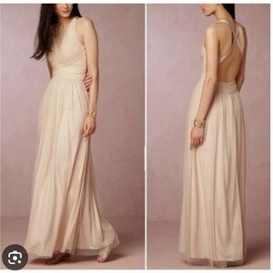 Anthro BHLDN Hitherto Cream Tulle Maxi Dress
